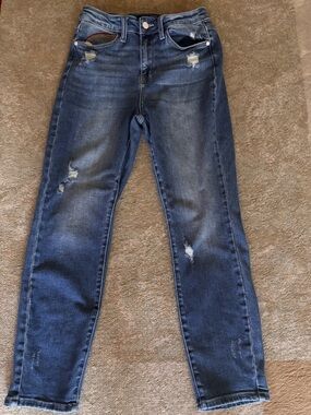 Judy Blue Jeans Womens 5/27 Rainbow Pocket Distressed Straight Leg Stretch